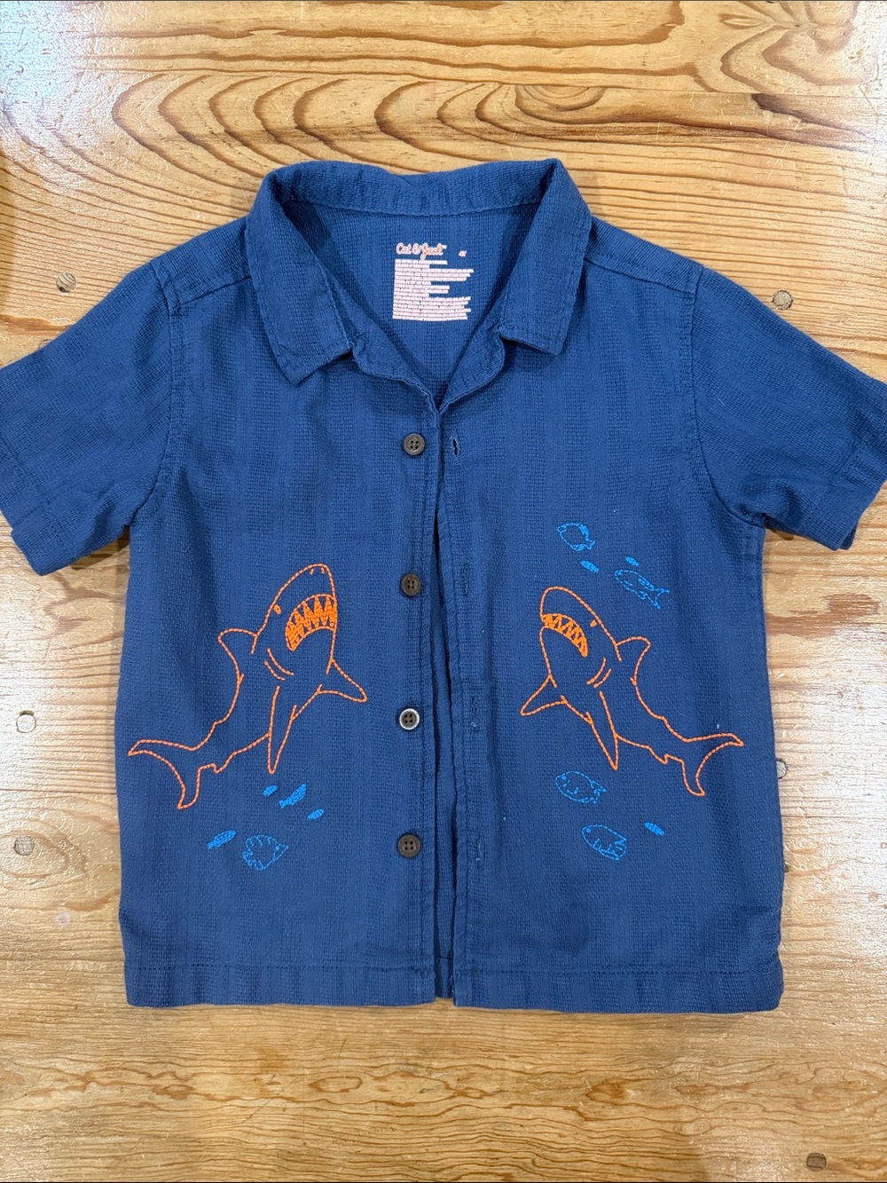 Cat & Jack Button-Down with Orange Shark Embroidery